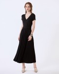 SIXDO G-Black V-Neck Woven Flared Dress